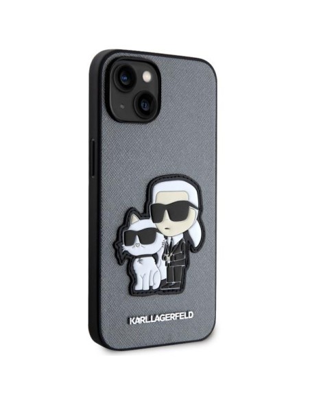 Karl Lagerfeld Saffiano Karl&Choupette dėklas iPhone 14 - sidabrinis Karl Lagerfeld Saffiano Karl&Choupette dėklas iPhone 14 - sidabrinis