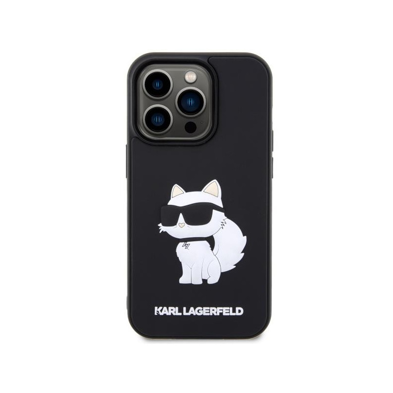 Karl Lagerfeld Rubber Choupette 3D dėklas iPhone 14 Pro Max - juodas