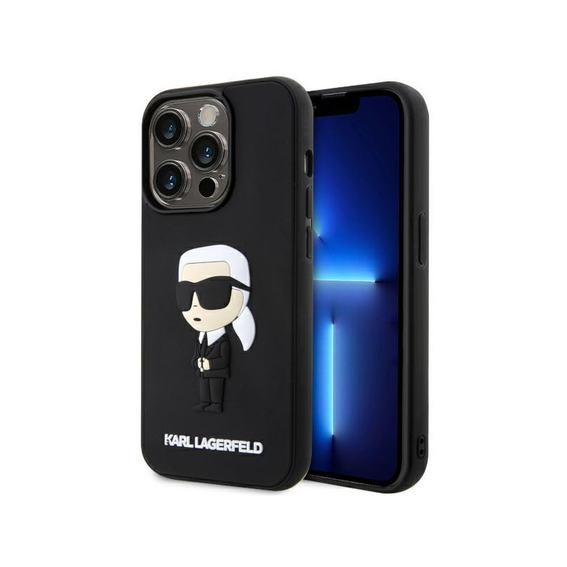 Karl Lagerfeld Rubber Ikonik 3D dėklas iPhone 14 Pro Max - juodas