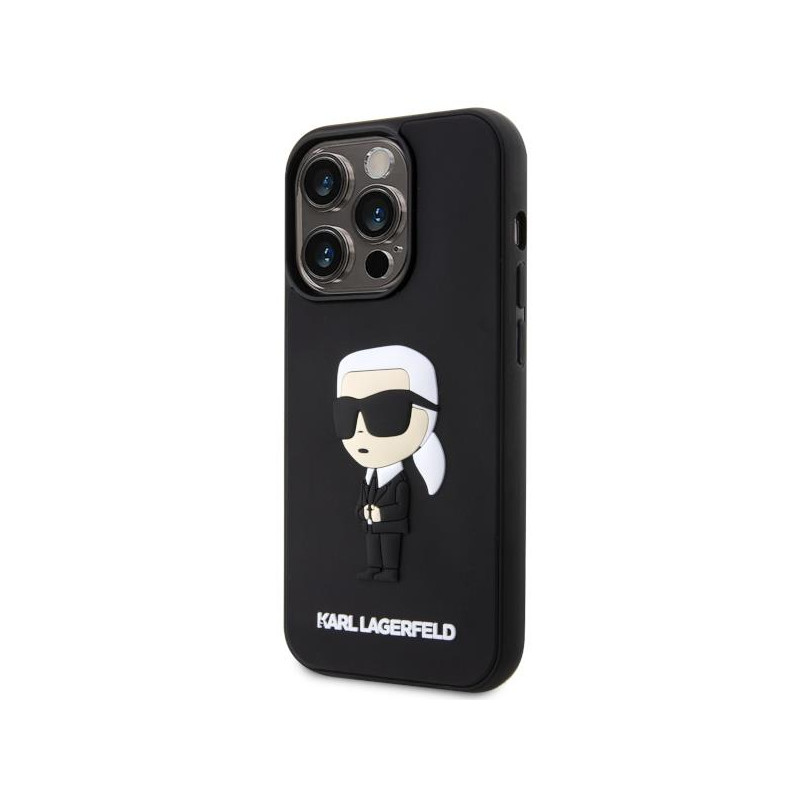 Karl Lagerfeld Rubber Ikonik 3D dėklas iPhone 14 Pro Max - juodas