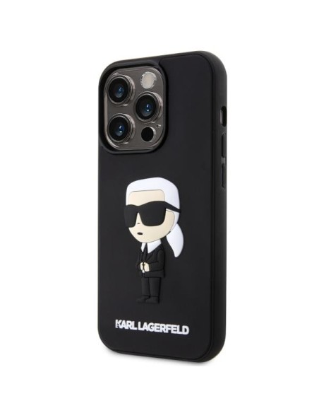Karl Lagerfeld Rubber Ikonik 3D dėklas iPhone 14 Pro Max - juodas