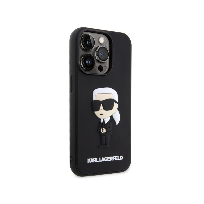 Karl Lagerfeld Rubber Ikonik 3D dėklas iPhone 14 Pro Max - juodas