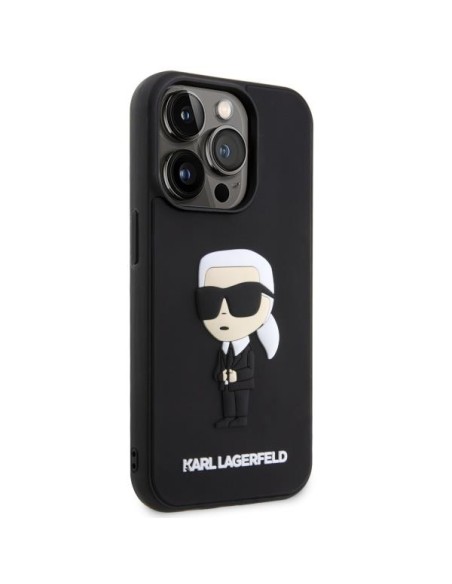 Karl Lagerfeld Rubber Ikonik 3D dėklas iPhone 14 Pro Max - juodas