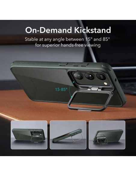 ESR Classic Kickstand dėklas, skirtas Samsung Galaxy S23+ - skaidrus ir žalias ESR Classic Kickstand dėklas, skirtas Samsung Galaxy S23+ - skaidrus ir žalias