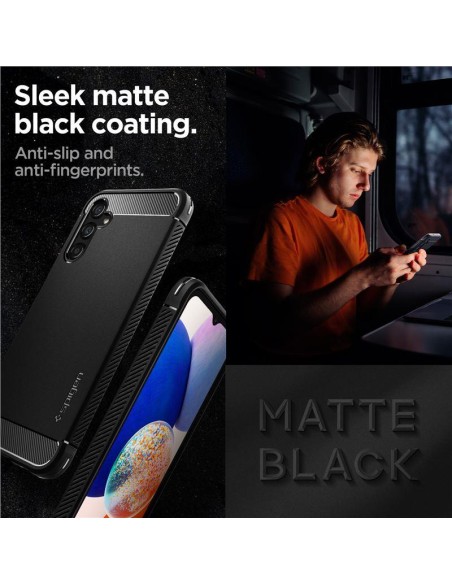 Spigen Rugged Armor dėklas, skirtas Samsung Galaxy A14 4G / LTE - matinė juoda Spigen Rugged Armor dėklas, skirtas Samsung Galaxy A14 4G / LTE - matinė juoda