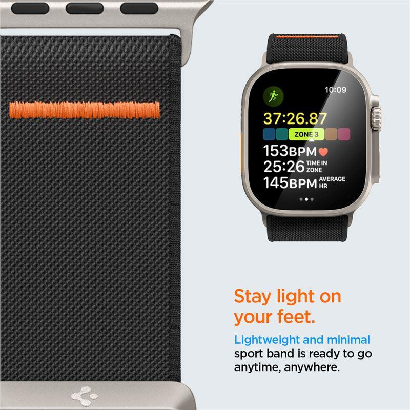 „Spigen Fit Lite Ultra“ dirželis, skirtas Apple Watch 4/ 5/ 6/ 7/ 8/ 9/ SE/ Ultra (42/ 44/ 45/ 49 mm) – juodas