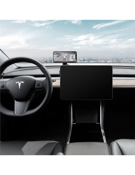 Spigen OneTap ITT90W automobilinis laikiklis su MagSafe įkrovikliu, skirtas Tesla Model 3/ Y/ X/ S – juodas