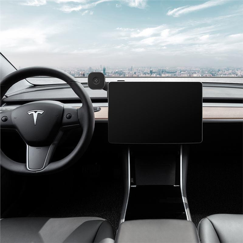 Spigen OneTap ITT90W automobilinis laikiklis su MagSafe įkrovikliu, skirtas Tesla Model 3/ Y/ X/ S – juodas