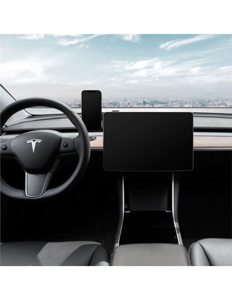 Spigen OneTap ITT90W automobilinis laikiklis su MagSafe įkrovikliu, skirtas Tesla Model 3/ Y/ X/ S – juodas