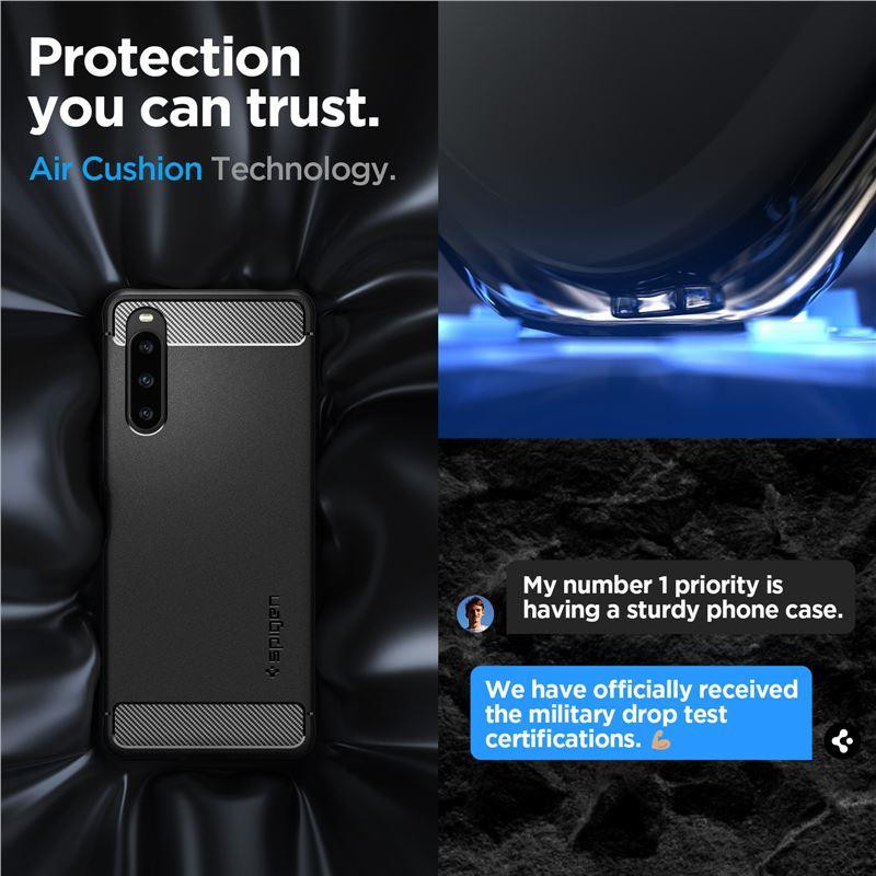 Spigen Rugged Armor dėklas, skirtas Sony Xperia 10 V - matinė juoda