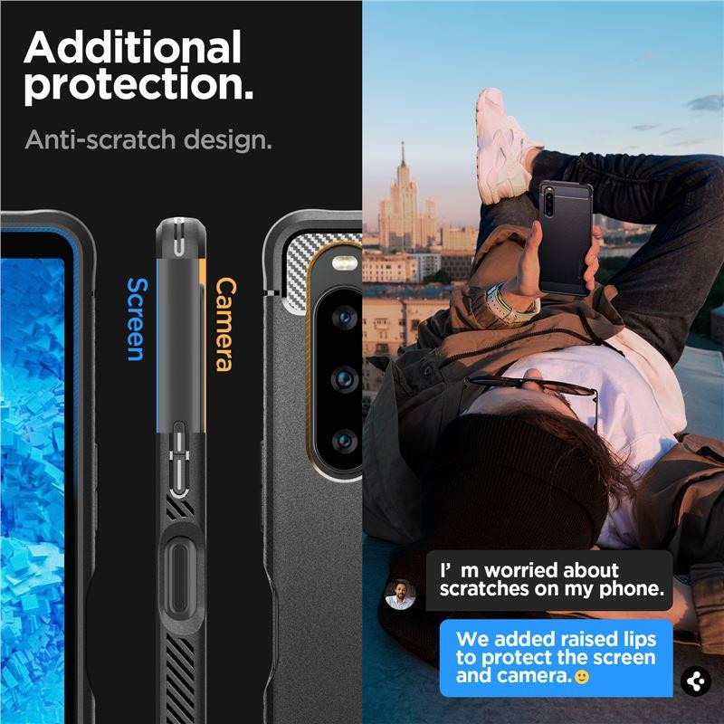Spigen Rugged Armor dėklas, skirtas Sony Xperia 10 V - matinė juoda