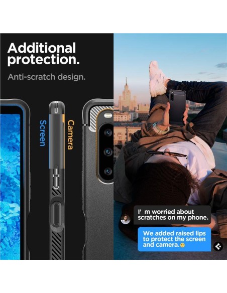 Spigen Rugged Armor dėklas, skirtas Sony Xperia 10 V - matinė juoda Spigen Rugged Armor dėklas, skirtas Sony Xperia 10 V - matinė juoda