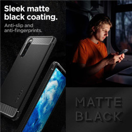 Spigen Rugged Armor dėklas, skirtas Sony Xperia 1 V - matinė juoda