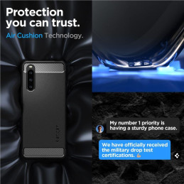 Spigen Rugged Armor dėklas, skirtas Sony Xperia 1 V - matinė juoda