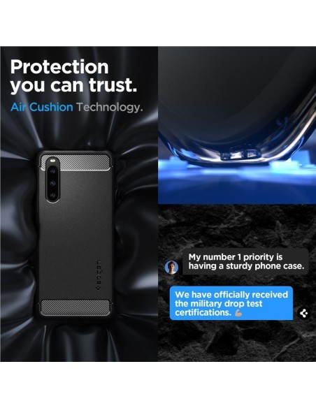 Spigen Rugged Armor dėklas, skirtas Sony Xperia 1 V - matinė juoda Spigen Rugged Armor dėklas, skirtas Sony Xperia 1 V - matinė juoda