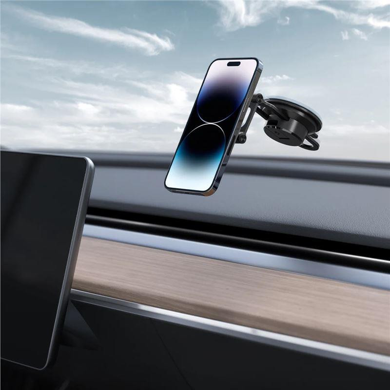 Spigen OneTap ITS35-3 magnetinis laikiklis su MagSafe kabinai ir automobilio langui - juodas