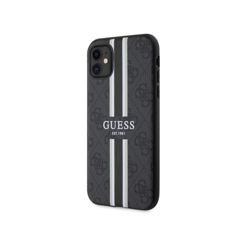 Guess 4G Printed Stripes MagSafe dėklas, skirtas iPhone 11 / Xr - juodas