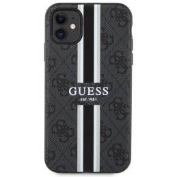 Guess 4G Printed Stripes MagSafe dėklas, skirtas iPhone 11 / Xr - juodas