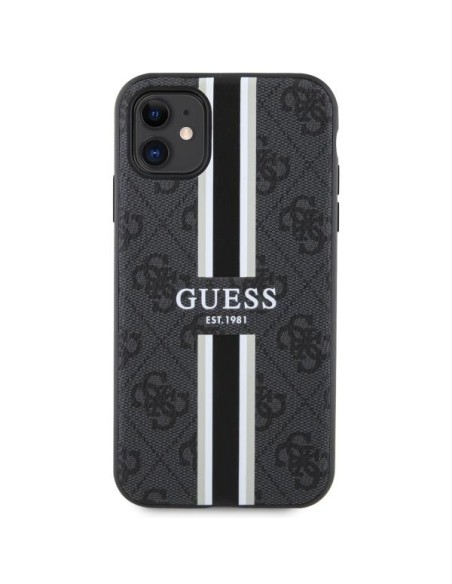 Guess 4G Printed Stripes MagSafe dėklas, skirtas iPhone 11 / Xr - juodas Guess 4G Printed Stripes MagSafe dėklas, skirtas iPhone 11 / Xr - juodas