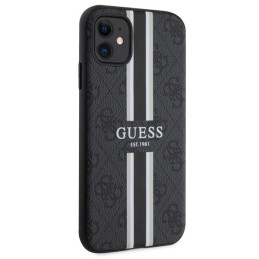 Guess 4G Printed Stripes MagSafe dėklas, skirtas iPhone 11 / Xr - juodas
