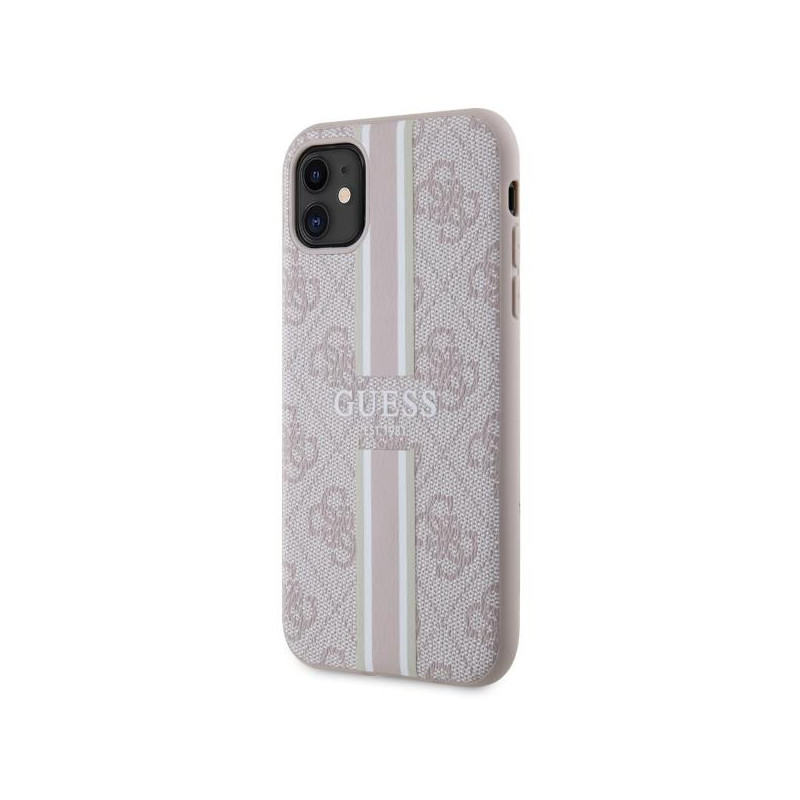 Guess 4G Printed Stripes MagSafe dėklas, skirtas iPhone 11 / Xr – rožinis