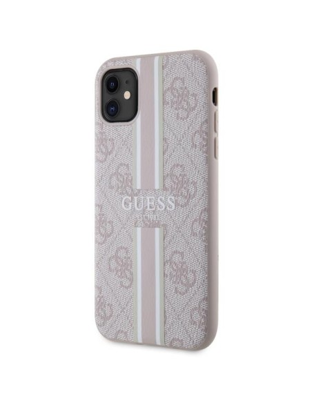 Guess 4G Printed Stripes MagSafe dėklas, skirtas iPhone 11 / Xr – rožinis Guess 4G Printed Stripes MagSafe dėklas, skirtas iPhone 11 / Xr – rožinis