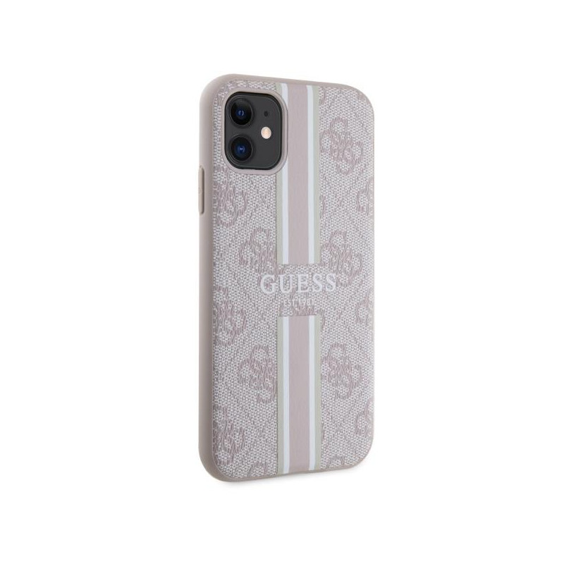 Guess 4G Printed Stripes MagSafe dėklas, skirtas iPhone 11 / Xr – rožinis