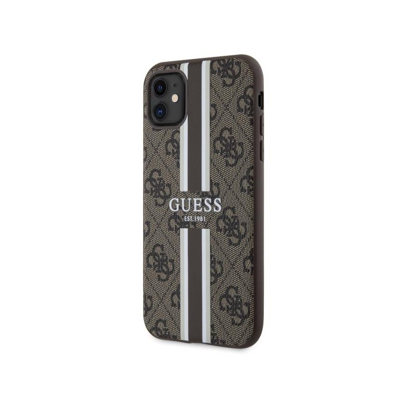 Guess 4G Printed Stripes MagSafe dėklas iPhone 11 / Xr - rudas
