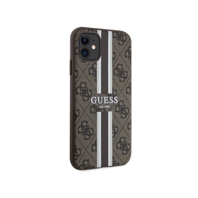 Guess 4G Printed Stripes MagSafe dėklas iPhone 11 / Xr - rudas