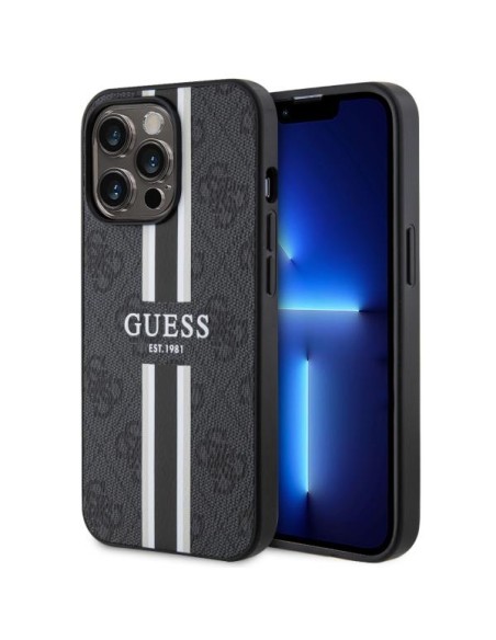 Guess 4G Printed Stripes MagSafe dėklas iPhone 13 Pro Max - juodas Guess 4G Printed Stripes MagSafe dėklas iPhone 13 Pro Max - juodas