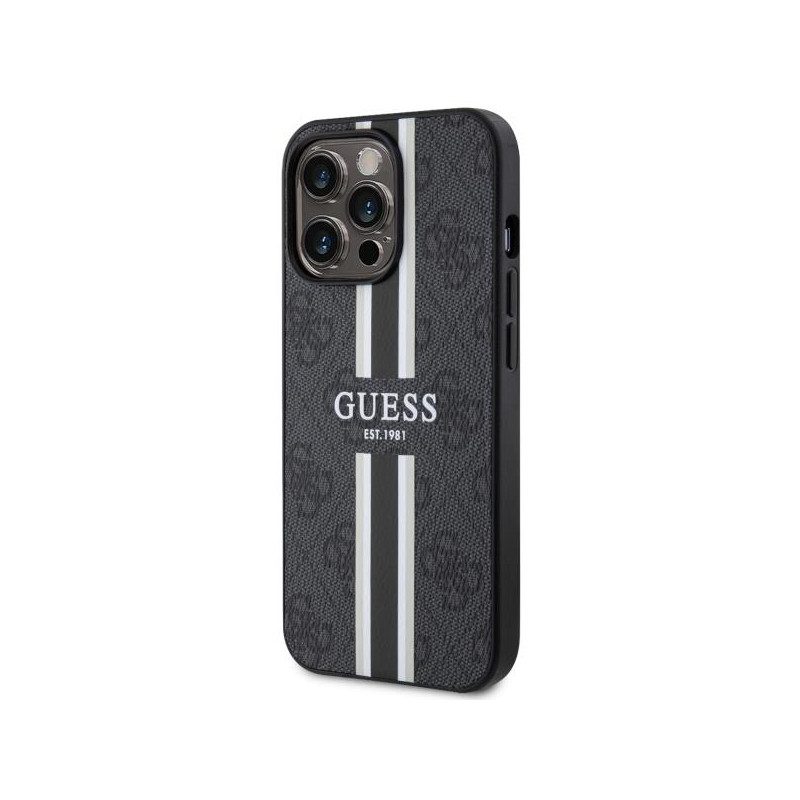 Guess 4G Printed Stripes MagSafe dėklas iPhone 13 Pro Max - juodas