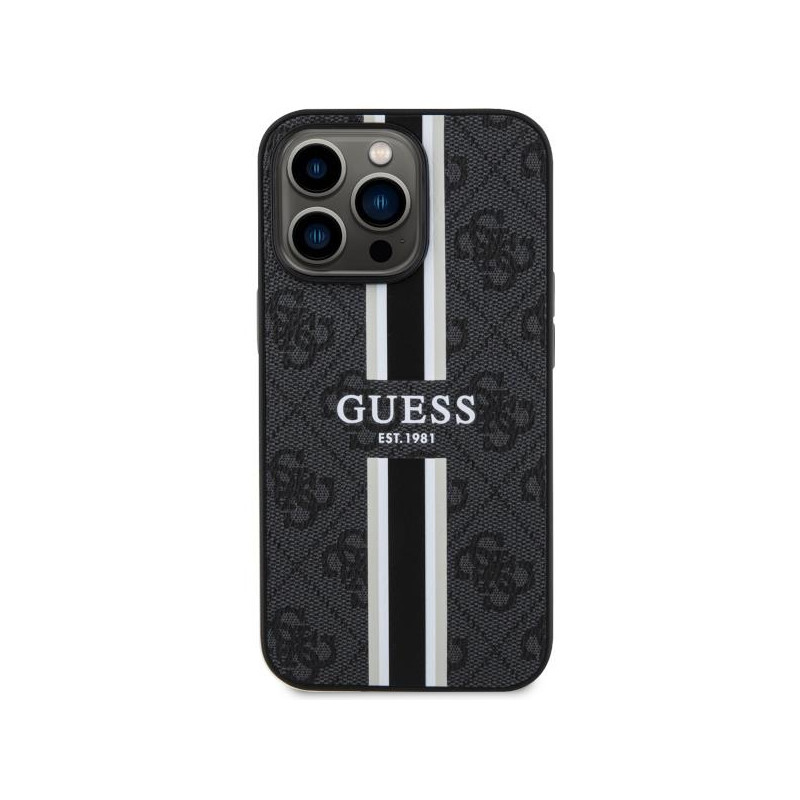 Guess 4G Printed Stripes MagSafe dėklas iPhone 13 Pro Max - juodas