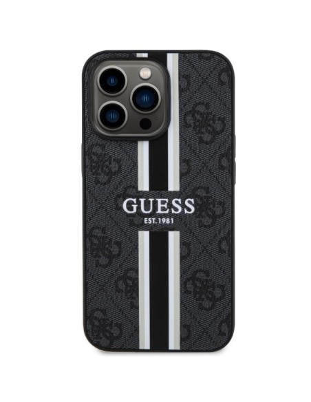 Guess 4G Printed Stripes MagSafe dėklas iPhone 13 Pro Max - juodas Guess 4G Printed Stripes MagSafe dėklas iPhone 13 Pro Max - juodas