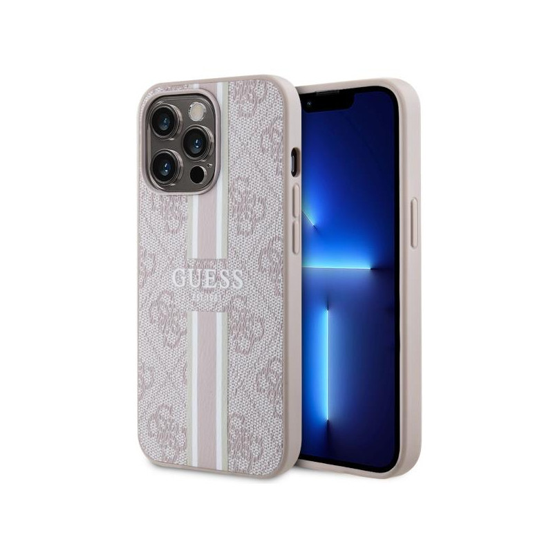 Guess 4G Printed Stripes MagSafe dėklas iPhone 13 Pro Max - rožinis