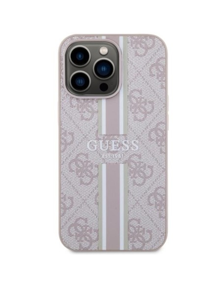 Guess 4G Printed Stripes MagSafe dėklas iPhone 13 Pro Max - rožinis Guess 4G Printed Stripes MagSafe dėklas iPhone 13 Pro Max - rožinis