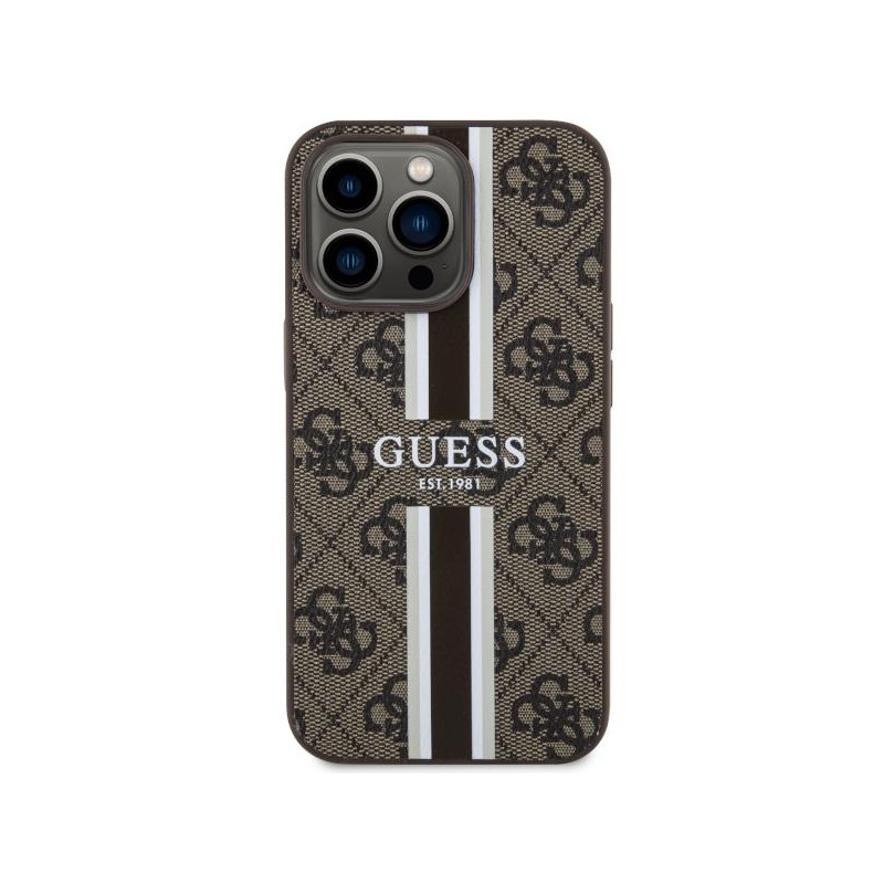 Guess 4G Printed Stripes MagSafe dėklas iPhone 13 Pro Max - rudas