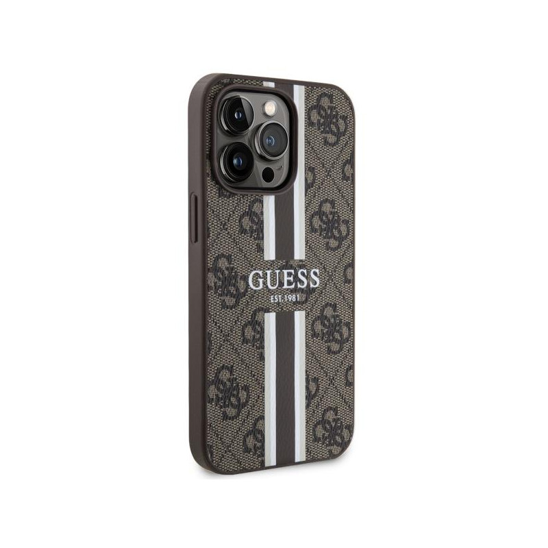 Guess 4G Printed Stripes MagSafe dėklas iPhone 13 Pro Max - rudas