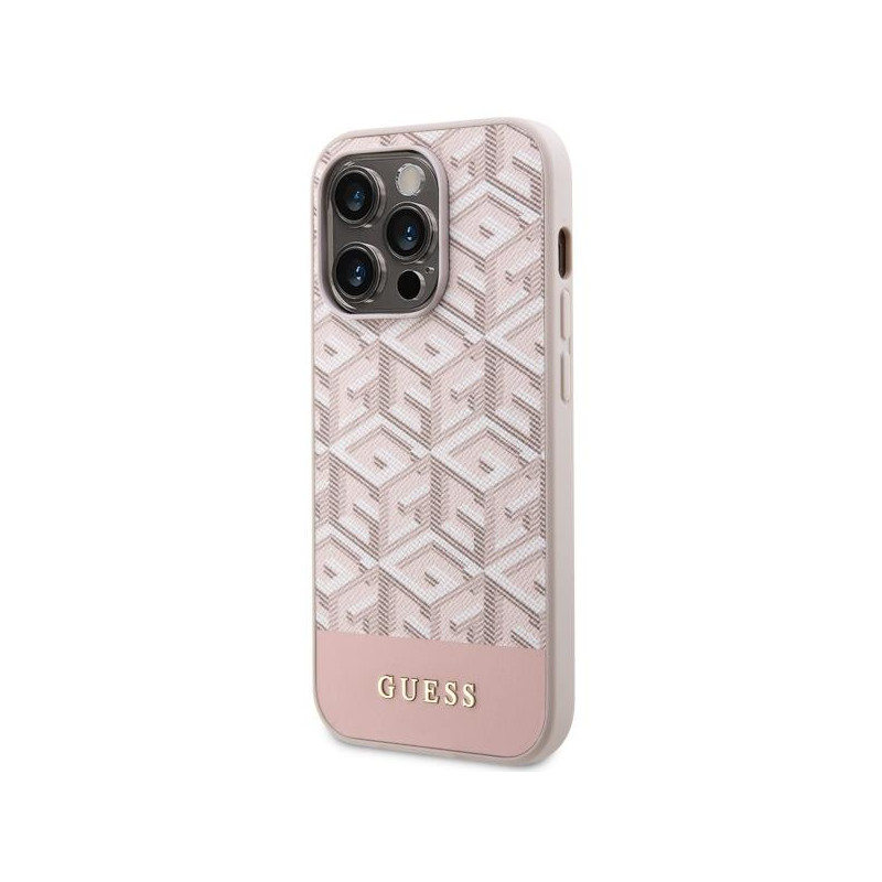 Guess GCube Stripes MagSafe dėklas iPhone 14 Pro - rožinis