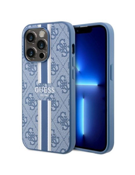 Guess 4G Printed Stripes MagSafe dėklas iPhone 14 Pro - mėlynas Guess 4G Printed Stripes MagSafe dėklas iPhone 14 Pro - mėlynas