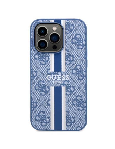 Guess 4G Printed Stripes MagSafe dėklas iPhone 14 Pro - mėlynas Guess 4G Printed Stripes MagSafe dėklas iPhone 14 Pro - mėlynas