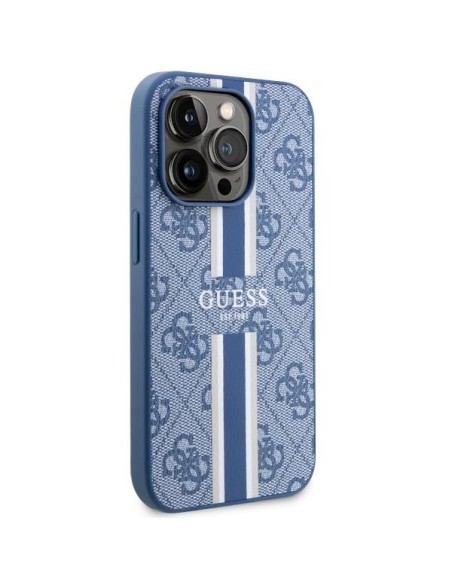 Guess 4G Printed Stripes MagSafe dėklas iPhone 14 Pro - mėlynas Guess 4G Printed Stripes MagSafe dėklas iPhone 14 Pro - mėlynas