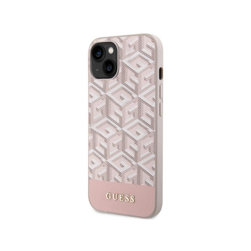 Guess GCube Stripes MagSafe dėklas iPhone 14 Plus - rožinis
