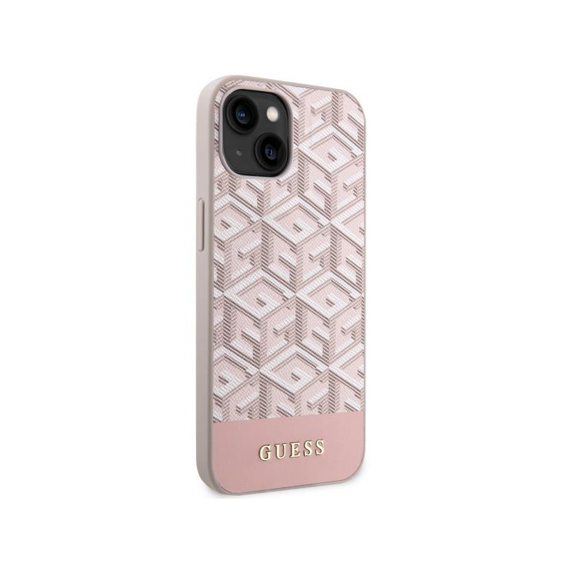 Guess GCube Stripes MagSafe dėklas iPhone 14 Plus - rožinis