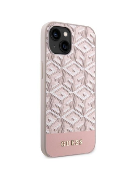Guess GCube Stripes MagSafe dėklas iPhone 14 Plus - rožinis Guess GCube Stripes MagSafe dėklas iPhone 14 Plus - rožinis