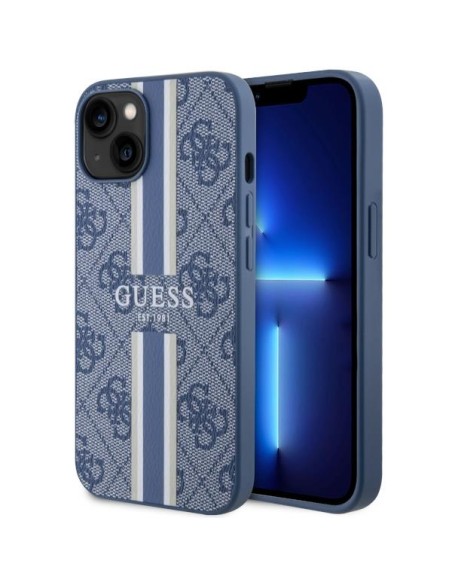 Guess 4G Printed Stripes MagSafe dėklas iPhone 14 Plus - mėlynas Guess 4G Printed Stripes MagSafe dėklas iPhone 14 Plus - mėlynas