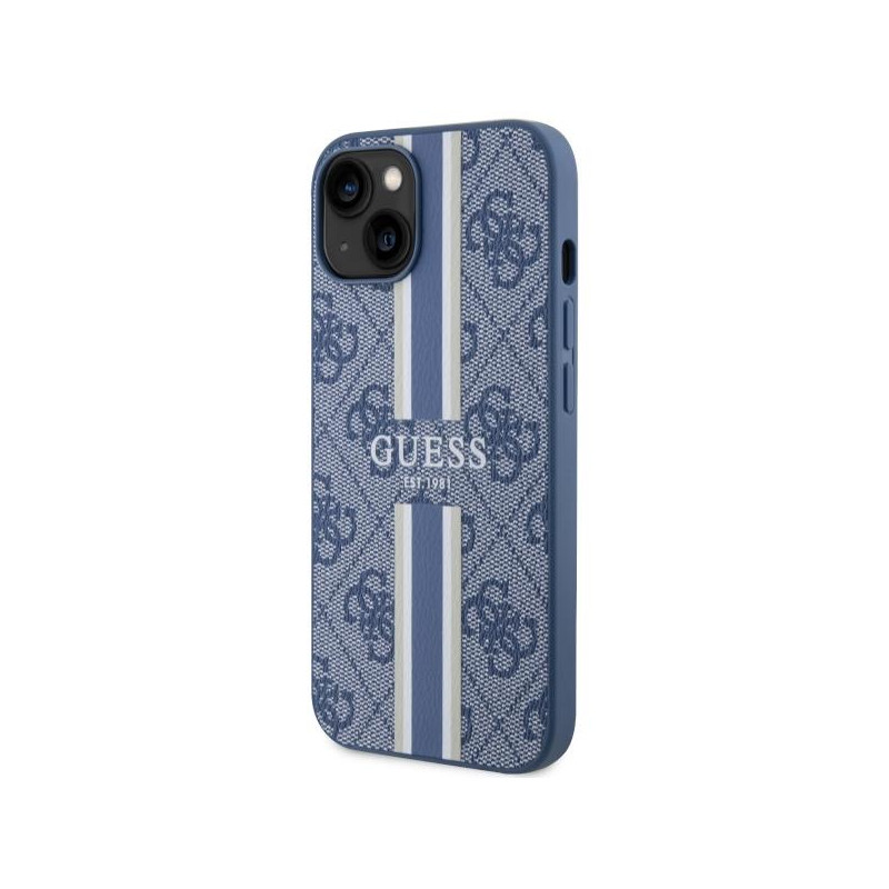 Guess 4G Printed Stripes MagSafe dėklas iPhone 14 Plus - mėlynas