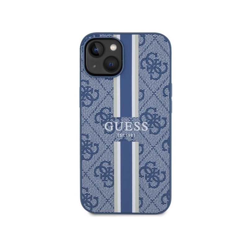 Guess 4G Printed Stripes MagSafe dėklas iPhone 14 Plus - mėlynas