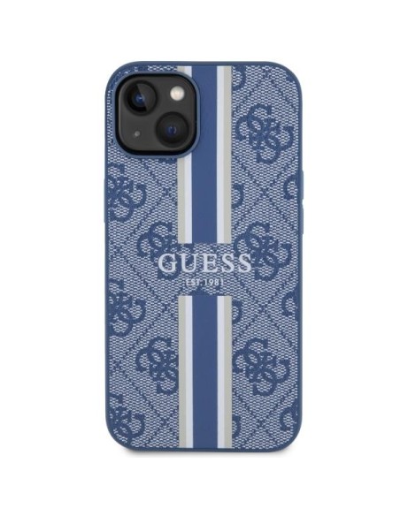 Guess 4G Printed Stripes MagSafe dėklas iPhone 14 Plus - mėlynas Guess 4G Printed Stripes MagSafe dėklas iPhone 14 Plus - mėlynas
