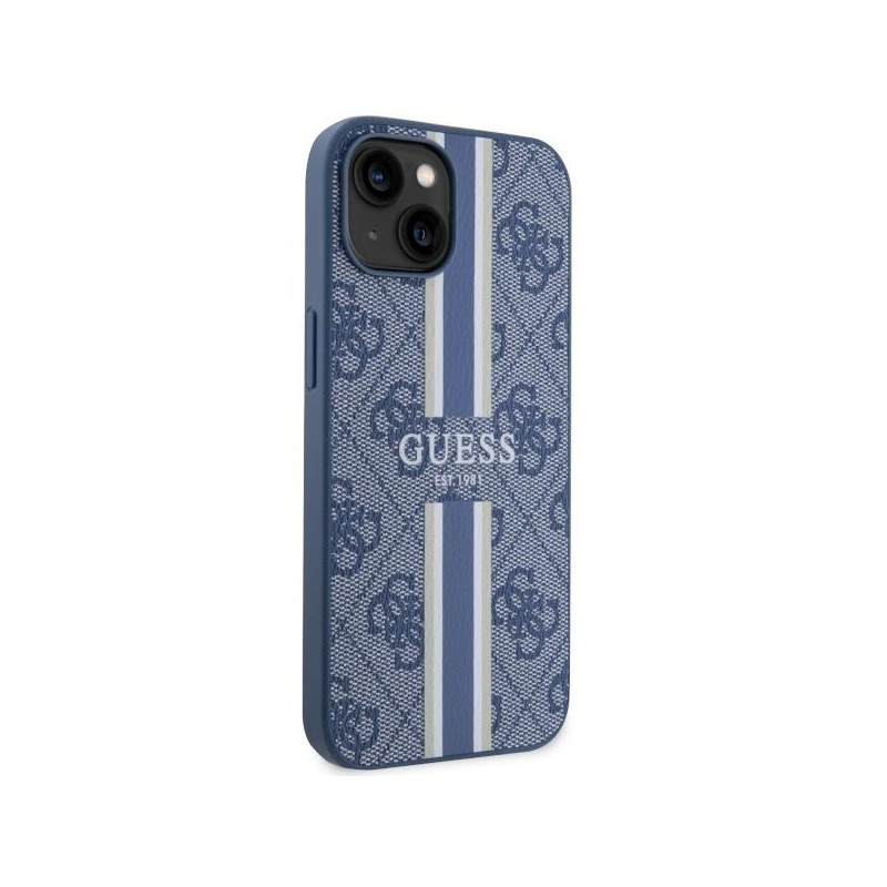 Guess 4G Printed Stripes MagSafe dėklas iPhone 14 Plus - mėlynas