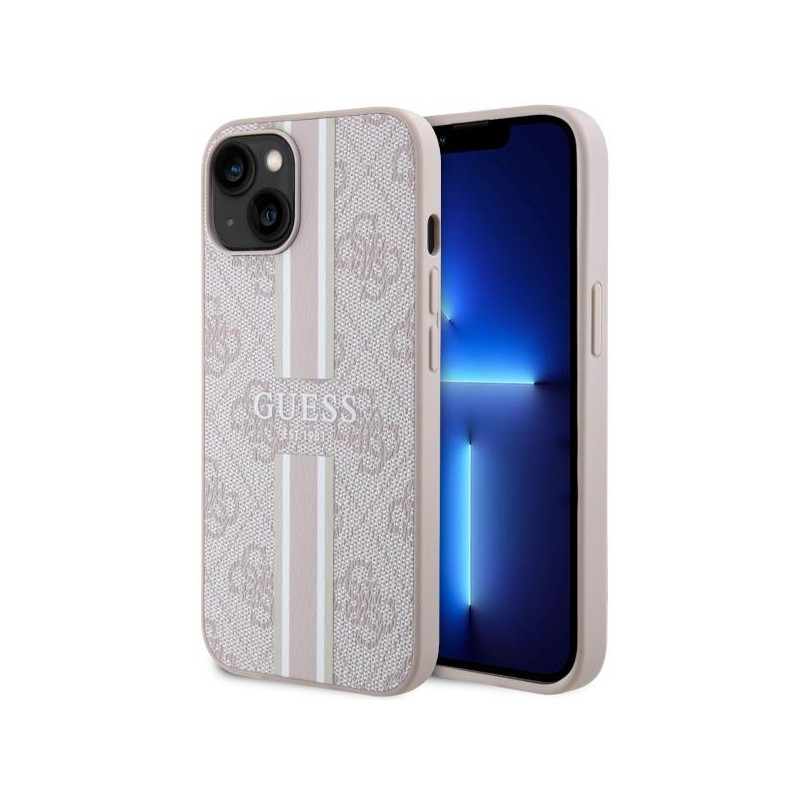 Guess 4G Printed Stripes MagSafe dėklas iPhone 14 Plus - rožinis